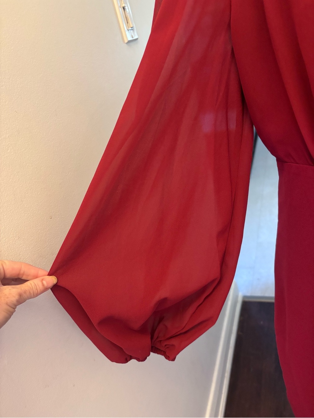 Missguided Burgundy Plunge Long Sleeve Mini Dress - Picture 4 of 13